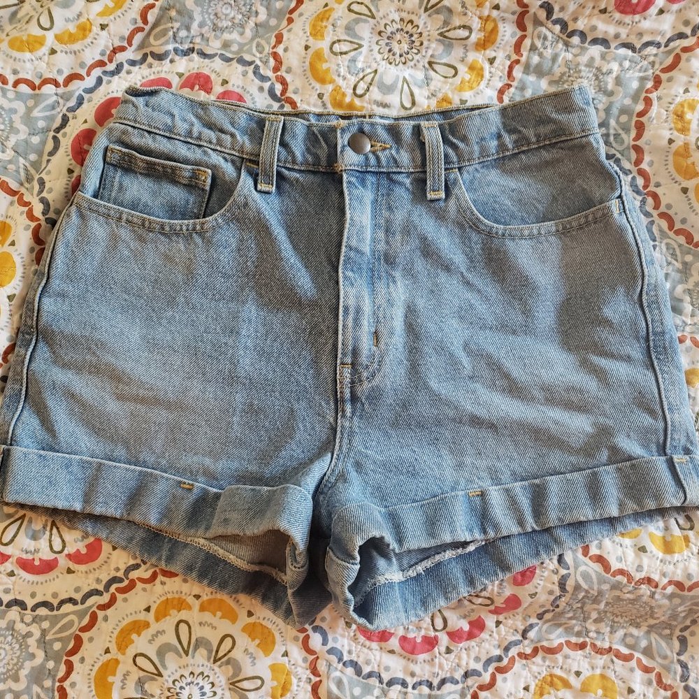 Amer. Apparel High-Waist Cuff Jean Shorts Light 28
